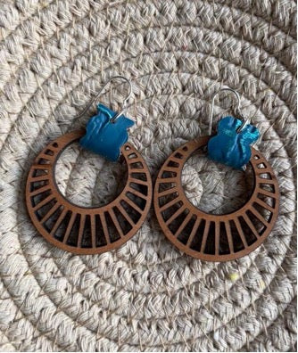 Wood + Leather Tab Earrings