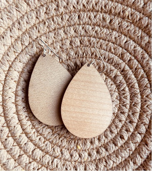 Mosaic Cork + Wood Drop Earrings