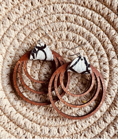 Wood + Leather Tab Earrings