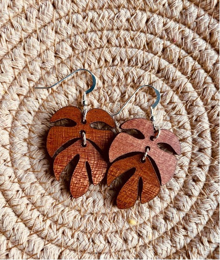 Duo Monstera Leaf Drop Earrings