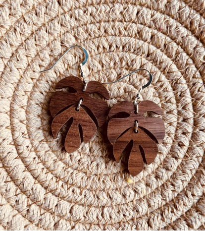 Duo Monstera Leaf Drop Earrings