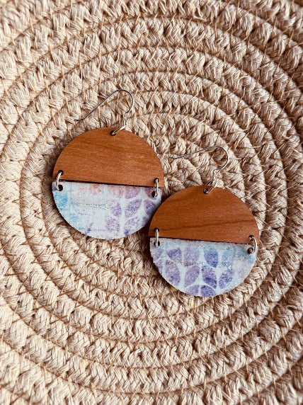 Multi-Colored Mod Cork + Hinged + Cherry Disc Earrings