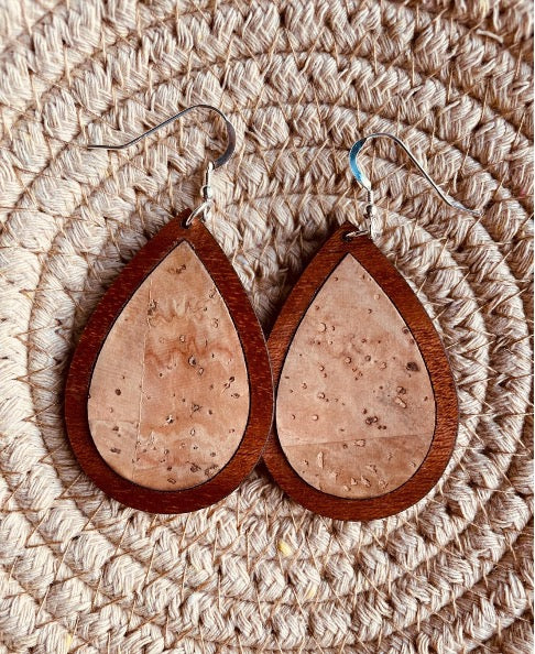 Classic Cork + Wood Drop Earrings